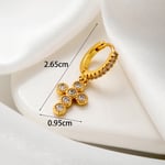 Gold color / 1 Piece Simple Series Classic Cross Copper  Gold Color Material Zircon Women's Dangle Earrings 